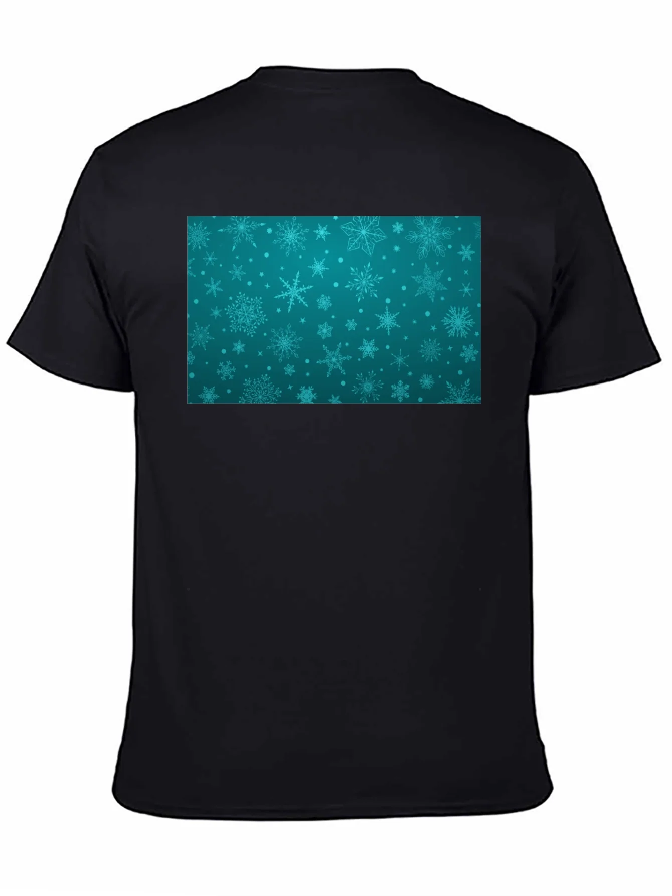 Camiseta Negra con Dise?o Invernal Azul