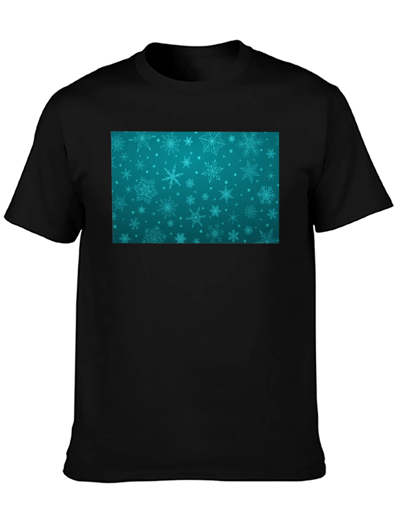 Camiseta Negra con Dise?o Invernal Azul