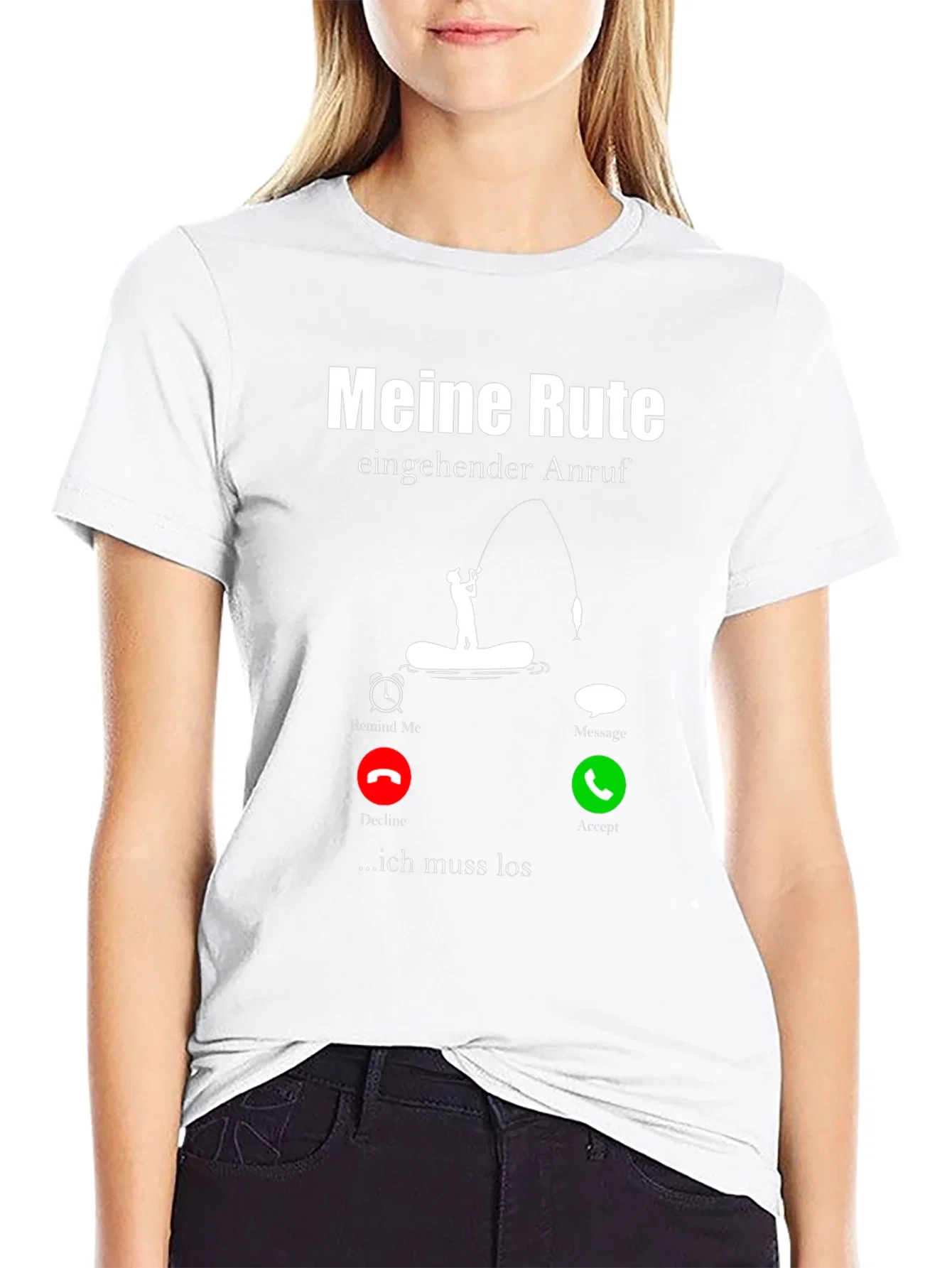 Rebbecca Meine Rute Fishing T-Shirt - Incoming Call Design