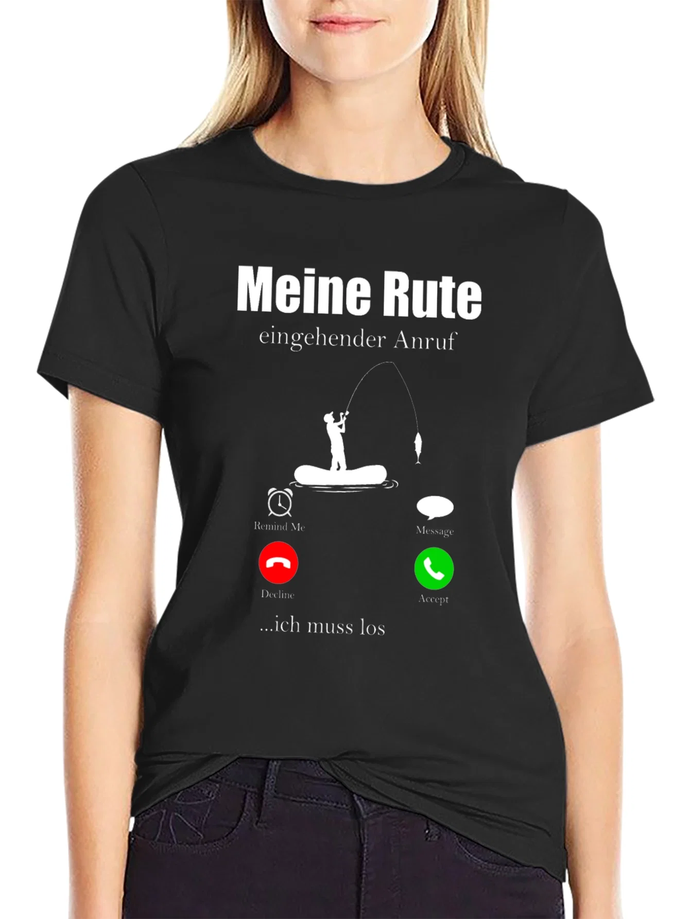 Rebbecca Meine Rute Fishing T-Shirt - Incoming Call Design
