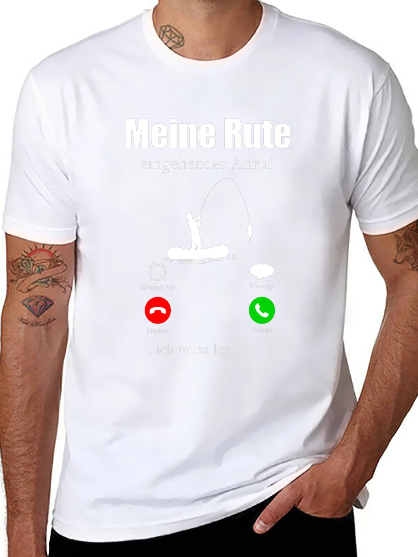 Rebbecca Meine Rute Fishing T-Shirt - Incoming Call Design