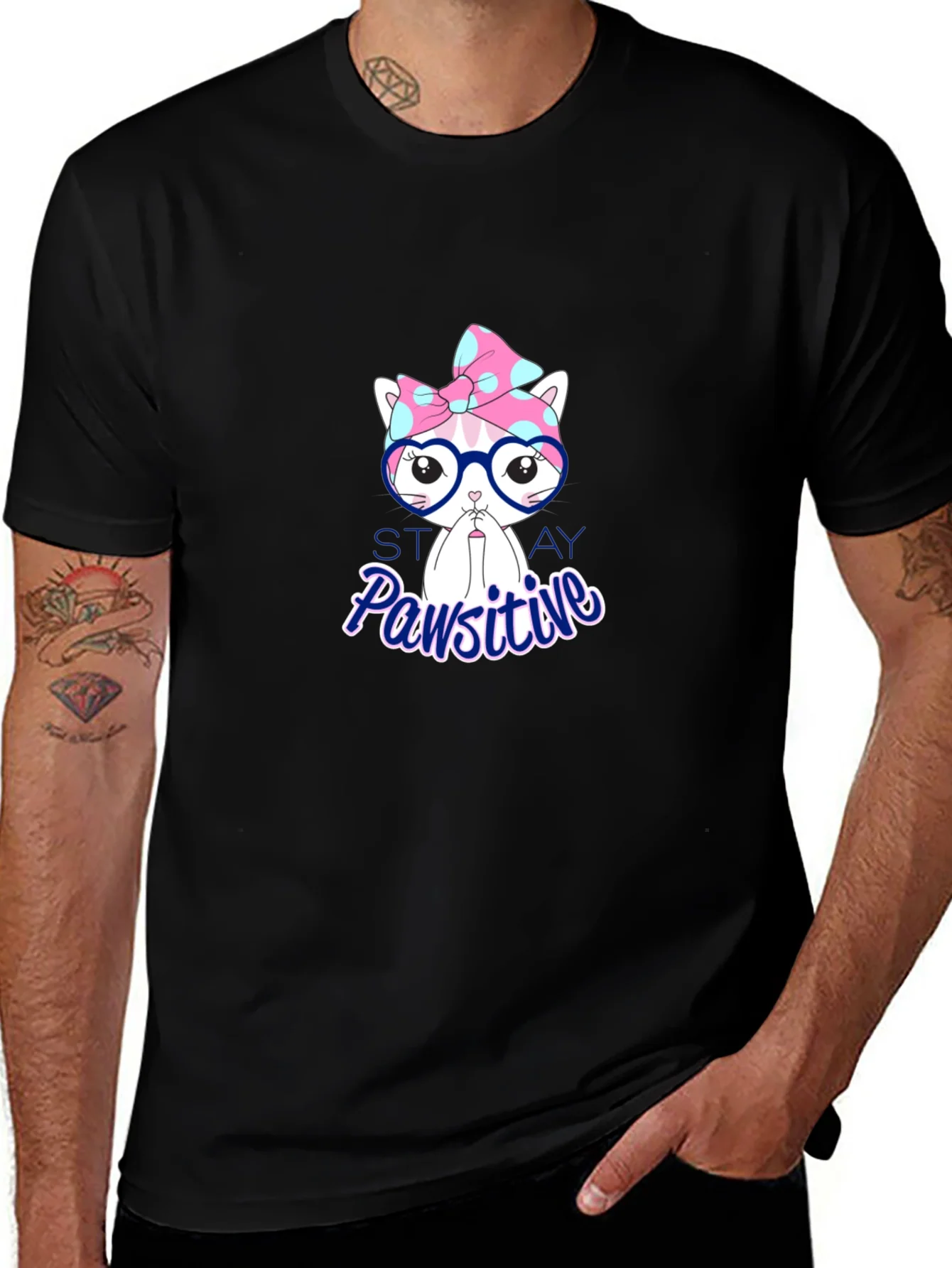 Camiseta Negra Pawsitive con Dise?o de Gato