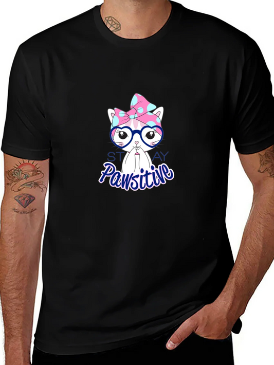 Camiseta Negra Pawsitive con Dise?o de Gato