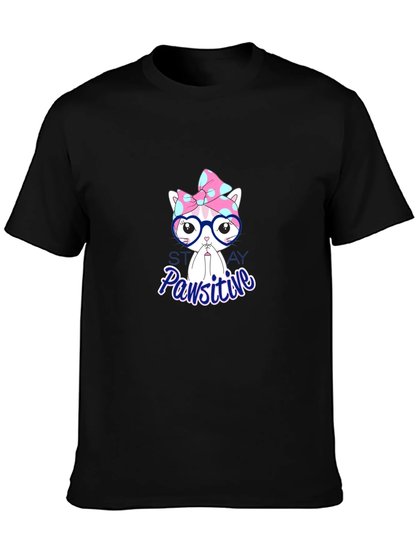 Camiseta Negra Pawsitive con Dise?o de Gato