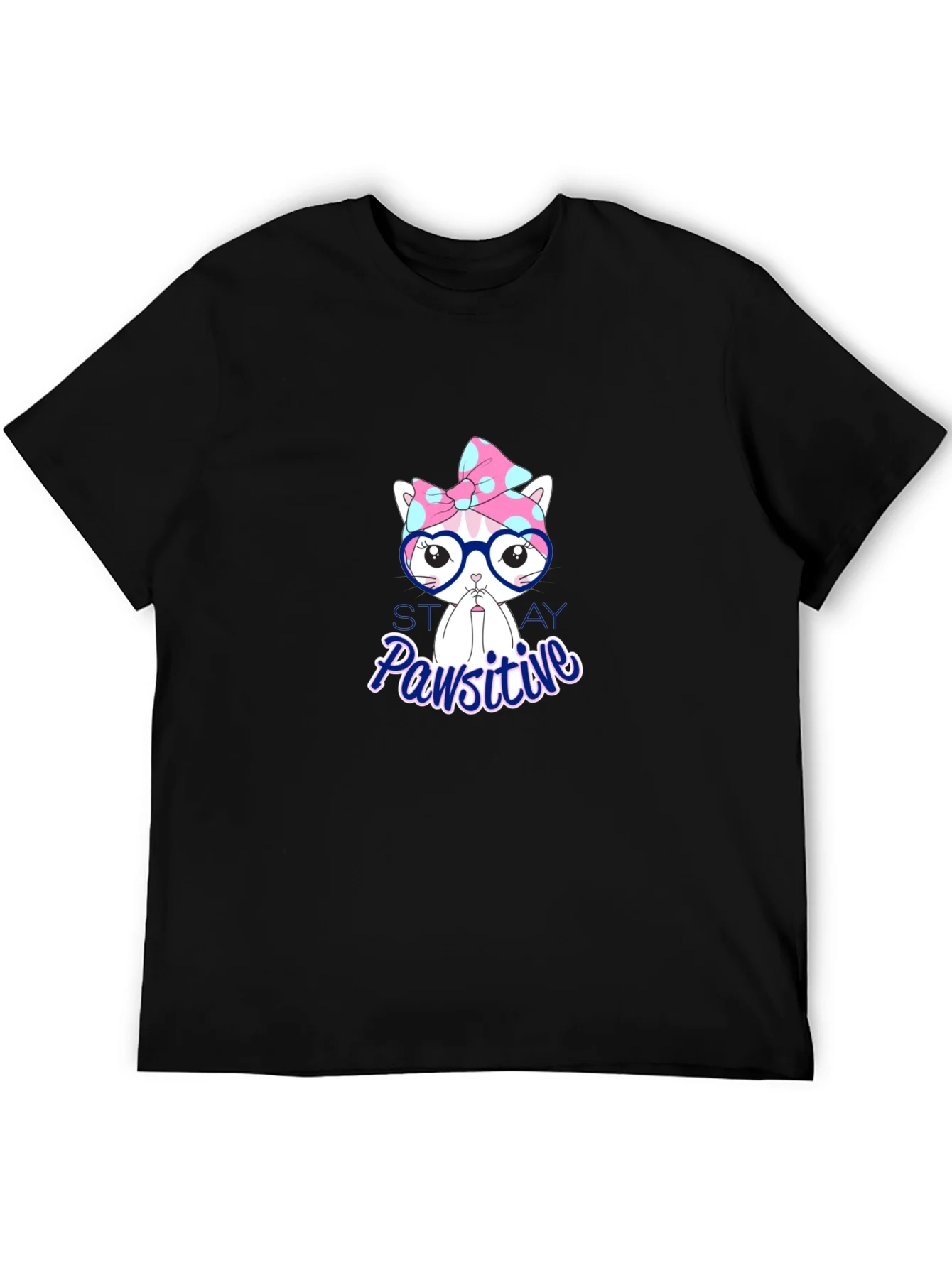 Camiseta Negra Pawsitive con Dise?o de Gato