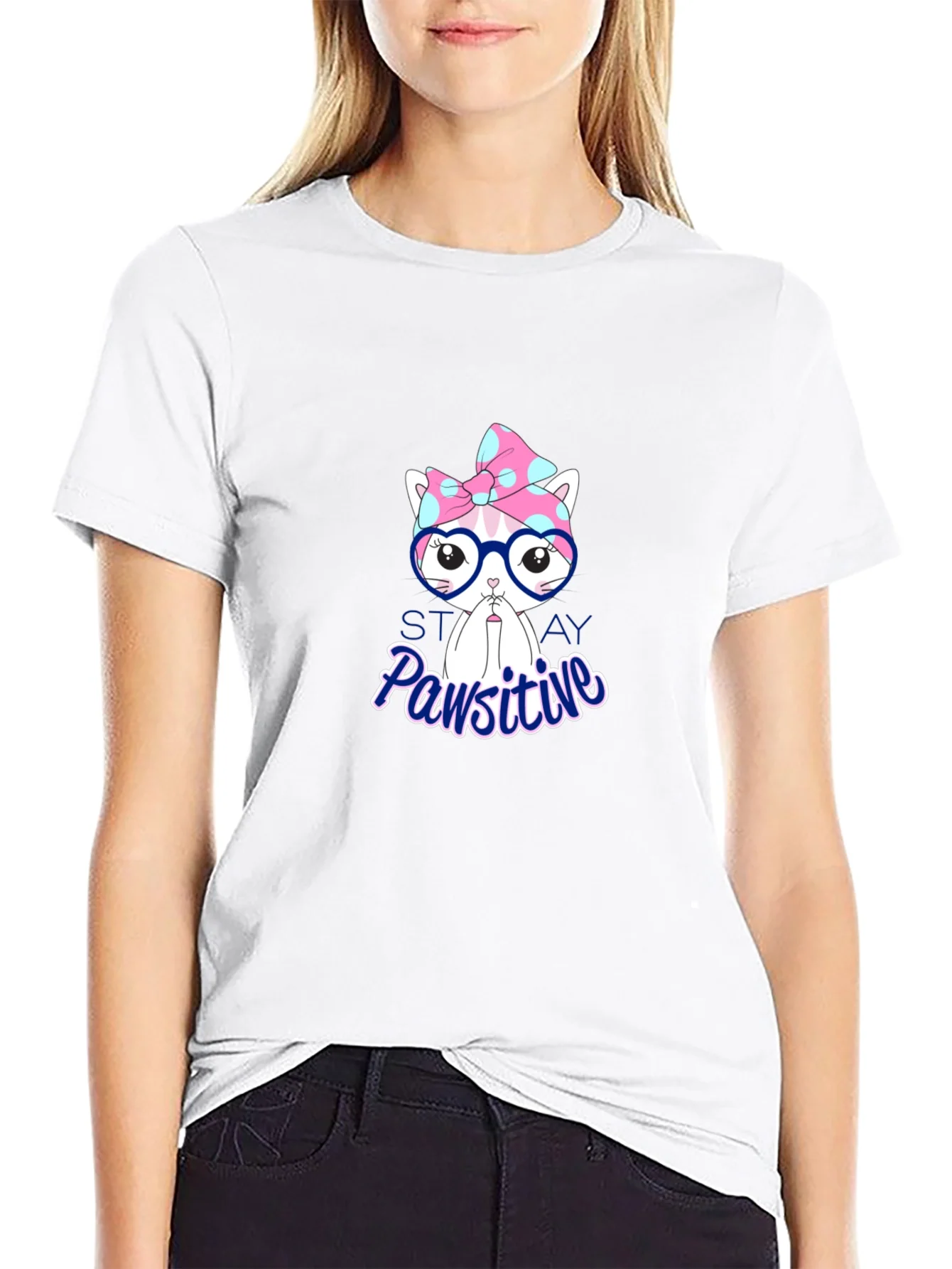 Camiseta Negra Pawsitive con Dise?o de Gato
