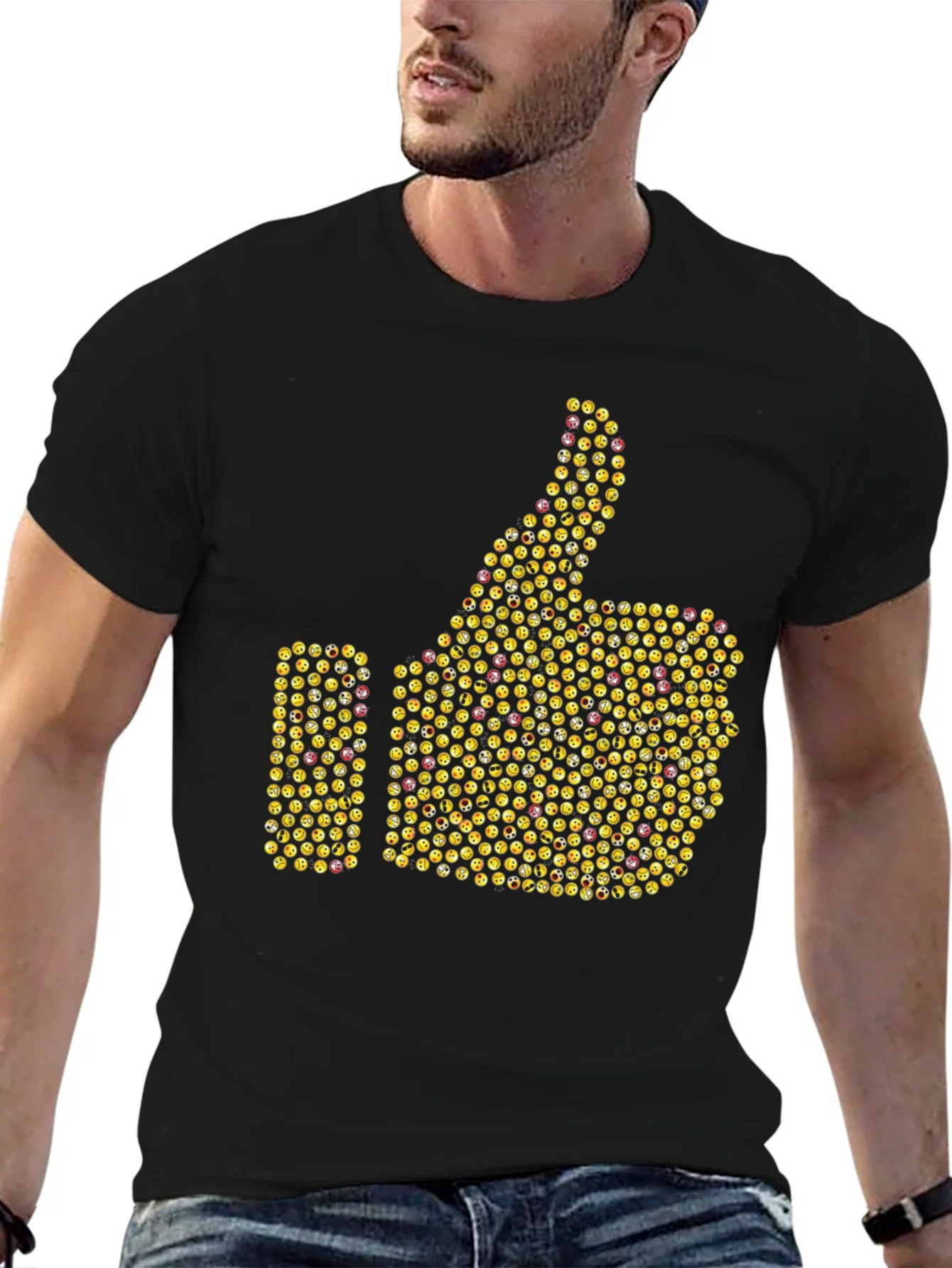 Rebbecca Emoji Thumbs Up Graphic T-Shirt - Black