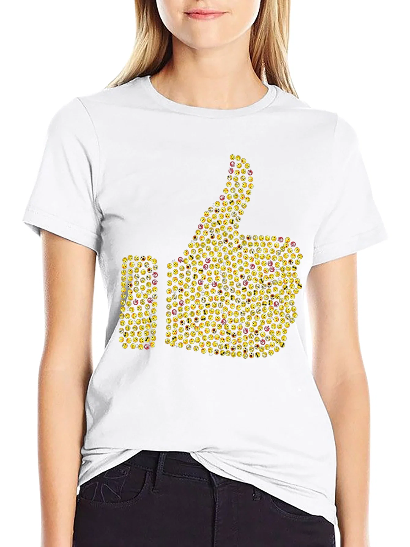 Rebbecca Emoji Thumbs Up Graphic T-Shirt - Black