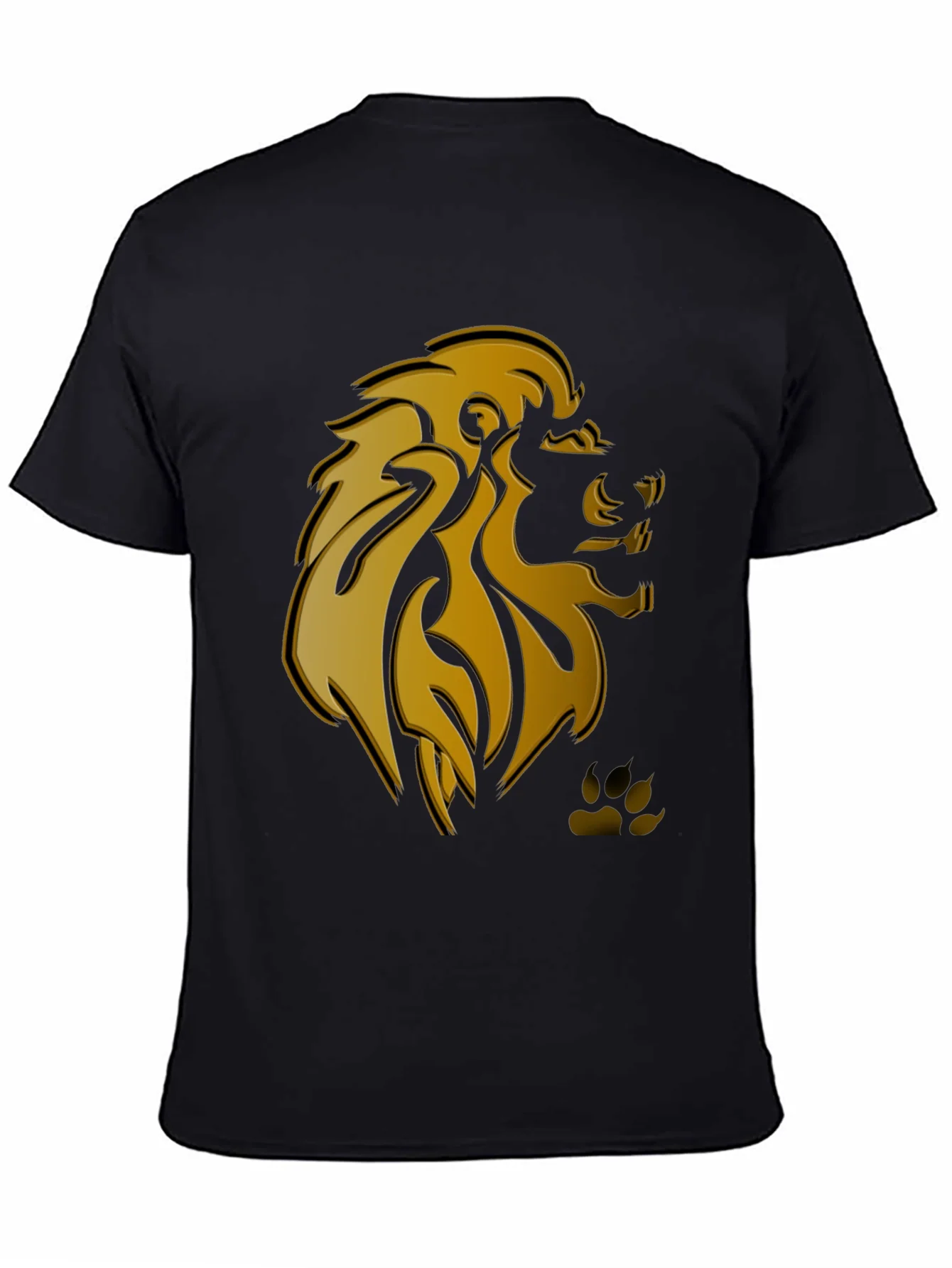 Camiseta Negra Hombre Dise?o Le¨®n Dorado