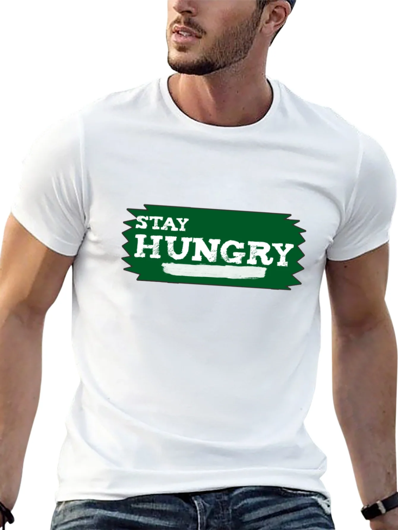Camiseta Negra Stay Hungry para Hombre