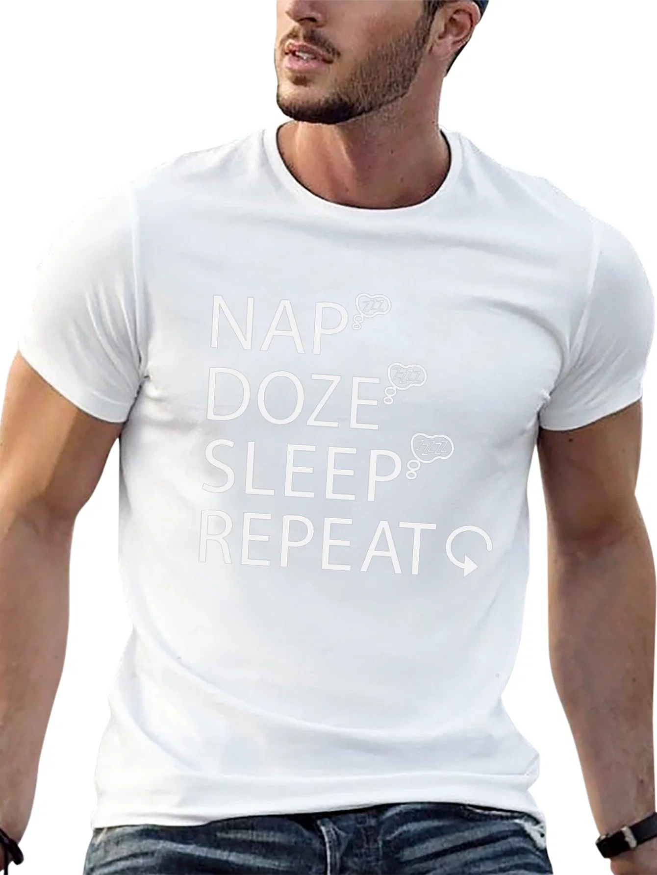 Rebbecca Nap Doze Sleep Repeat Graphic T-Shirt