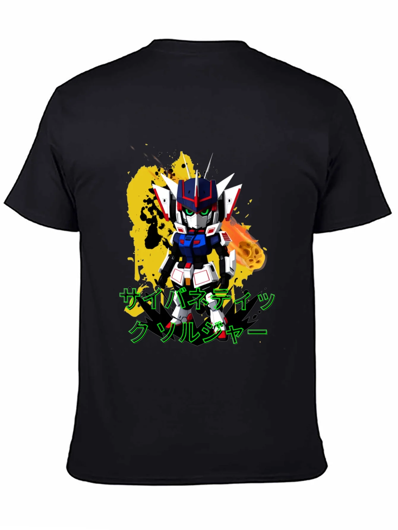 Camiseta Negra con Dise?o de Robot Anime
