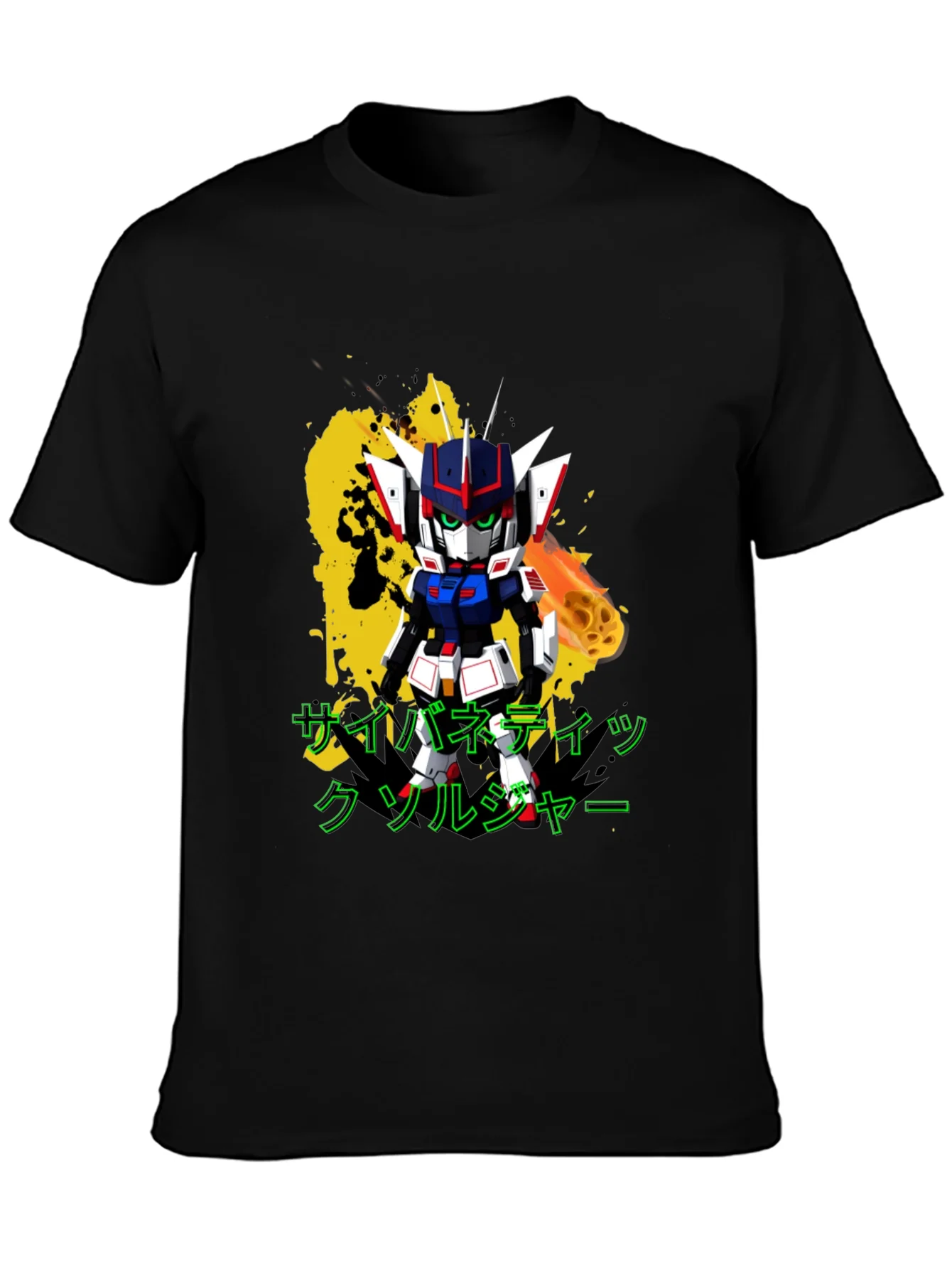 Camiseta Negra con Dise?o de Robot Anime