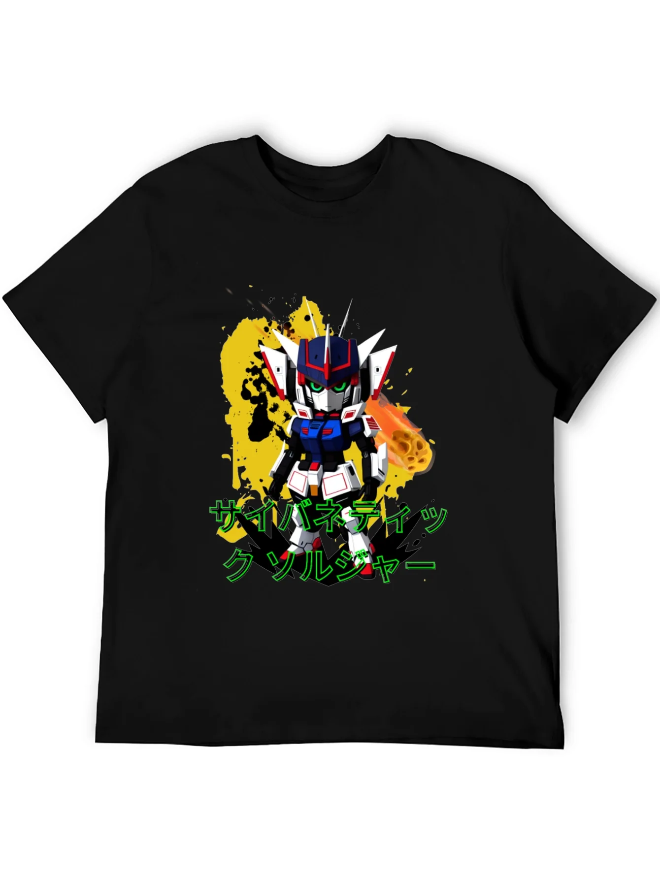 Camiseta Negra con Dise?o de Robot Anime