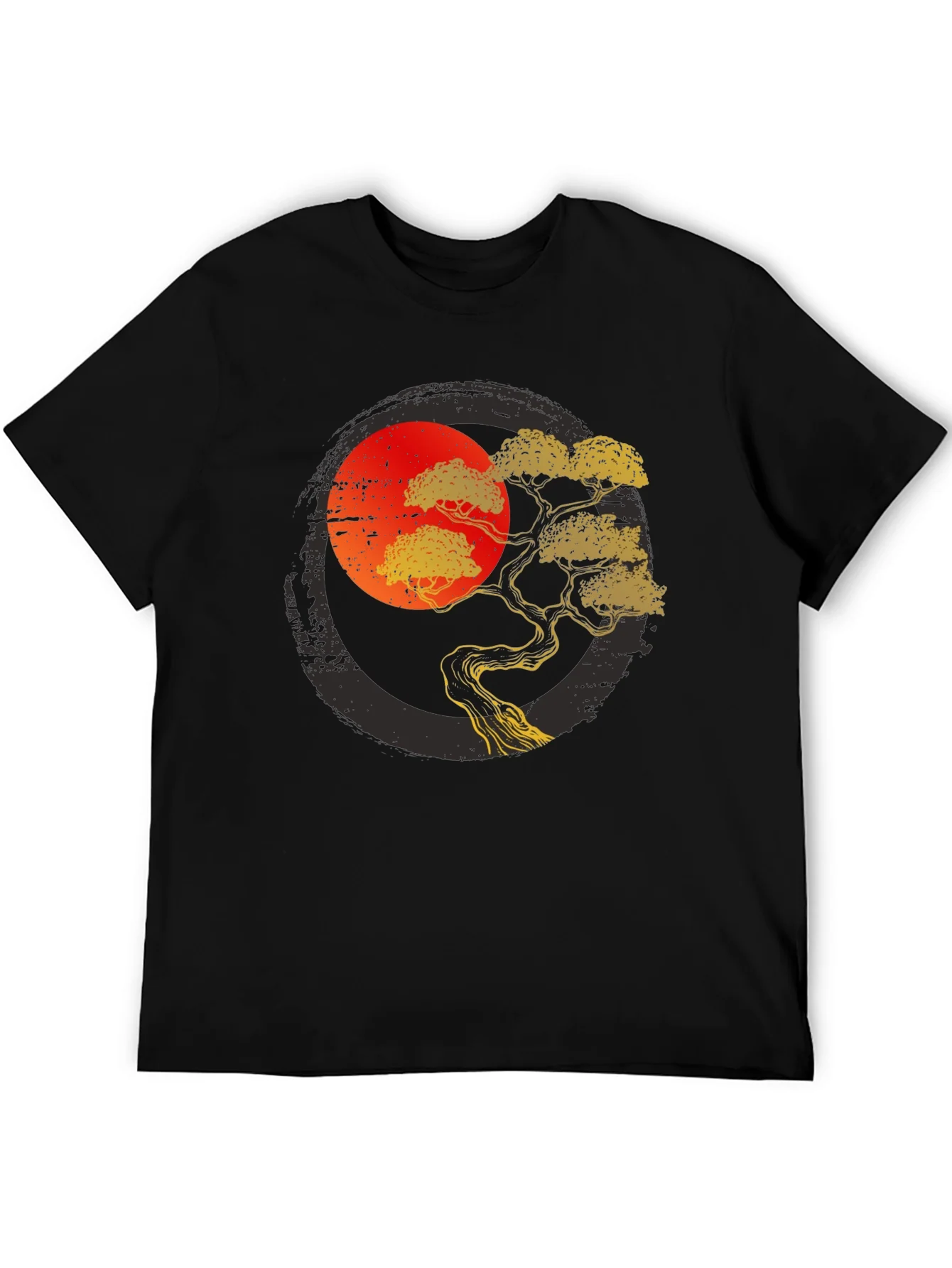 Camiseta Negra con Dise?o de ¨¢rbol Bons¨¢i Japon¨¦s