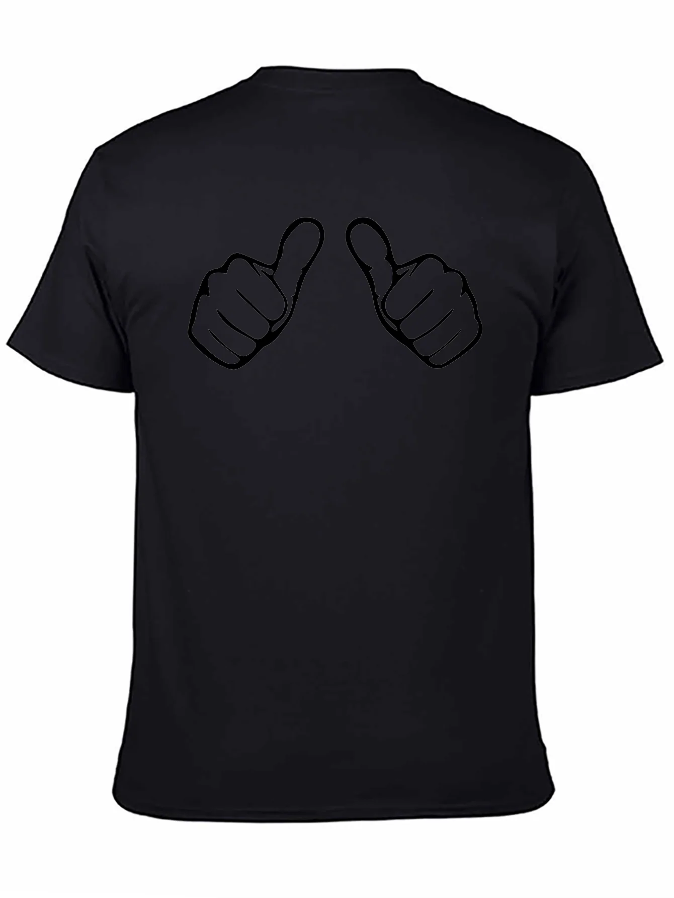 Camiseta Negra con Dise?o de Pulgares Arriba