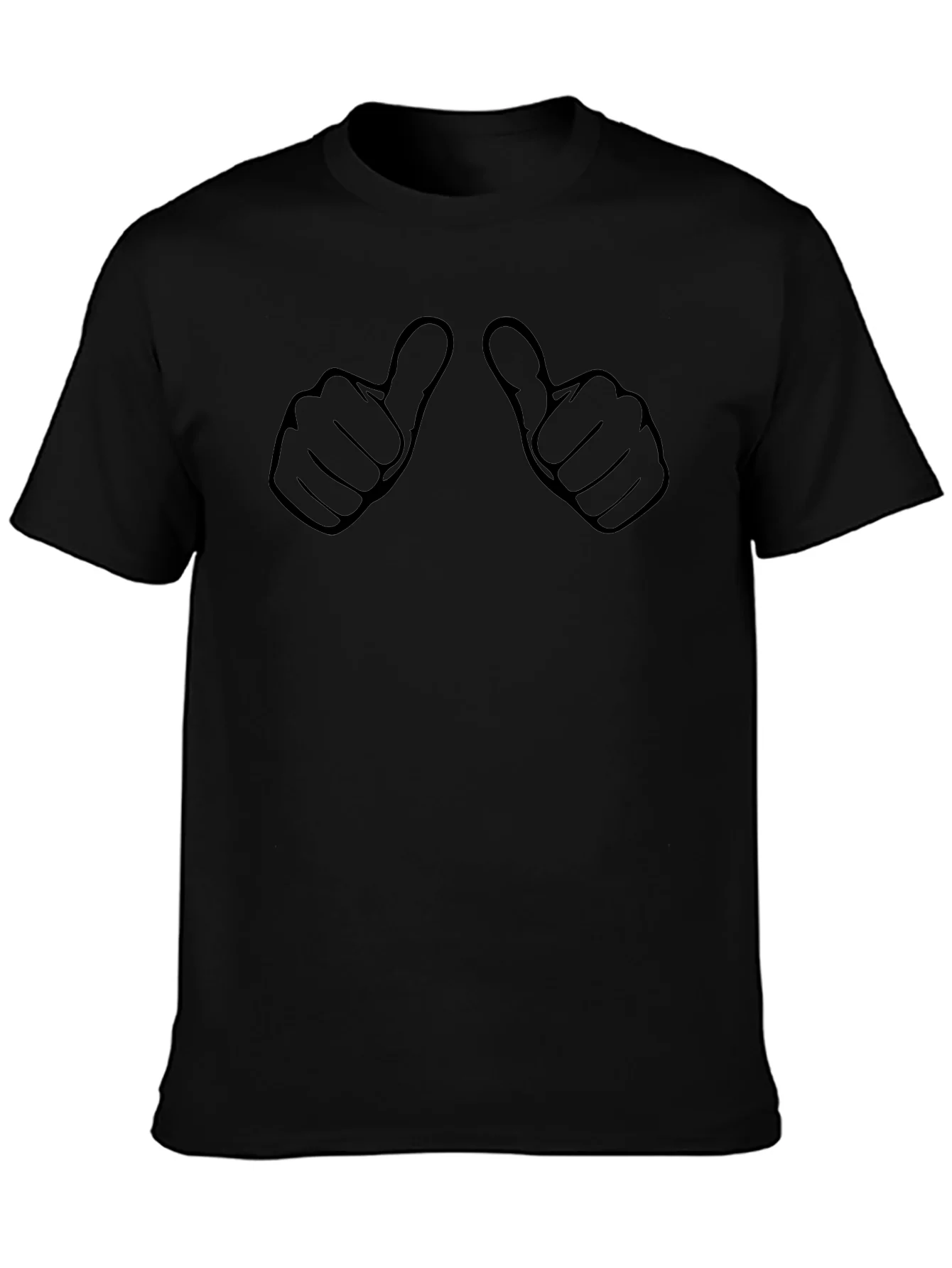 Camiseta Negra con Dise?o de Pulgares Arriba