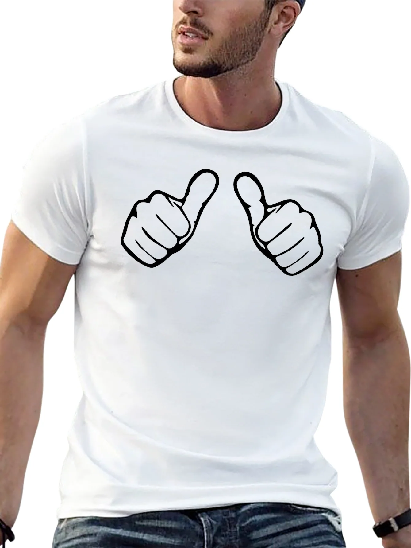 Camiseta Negra con Dise?o de Pulgares Arriba