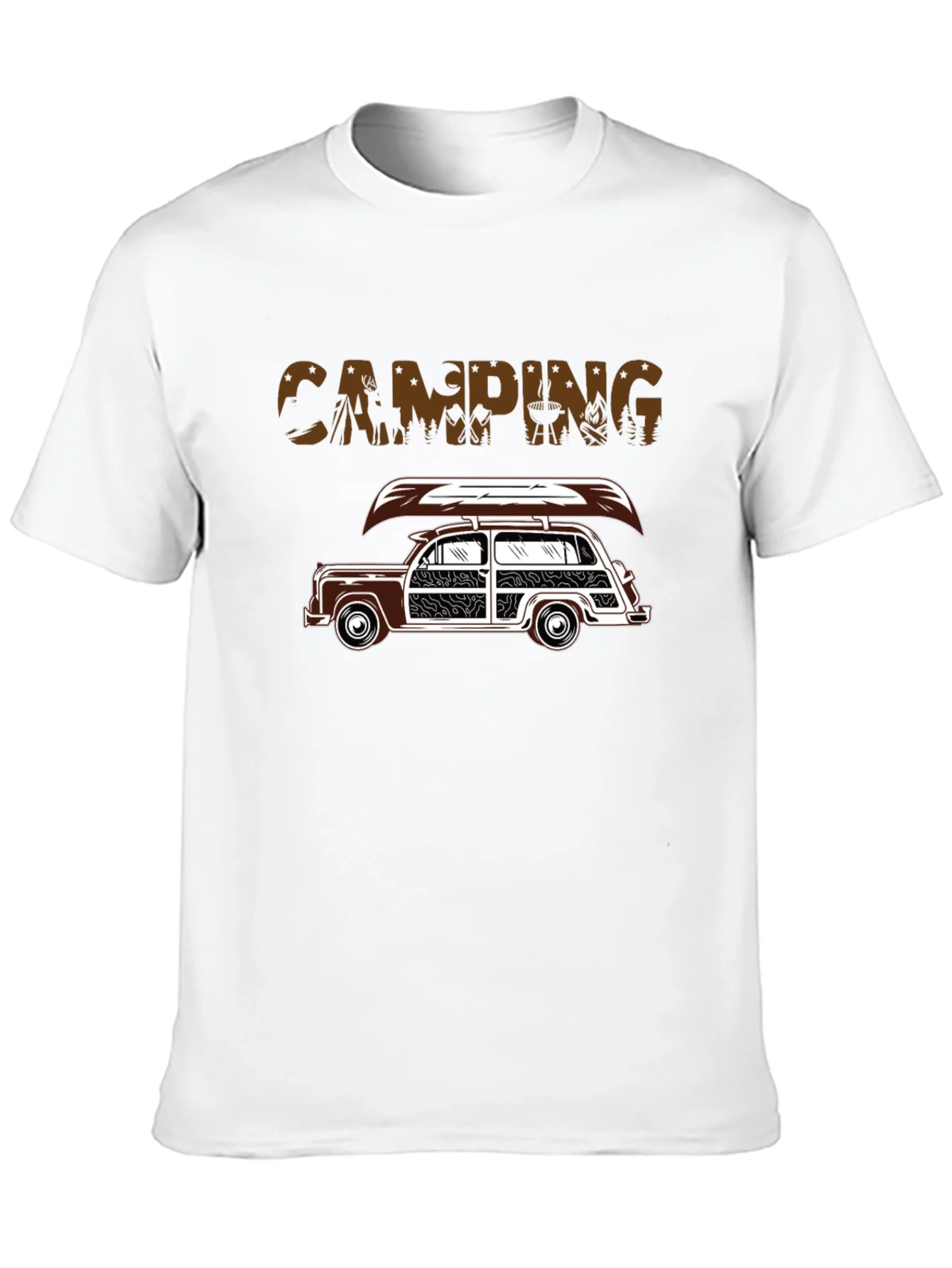 Camiseta Negra Camping Coche Cl¨¢sico