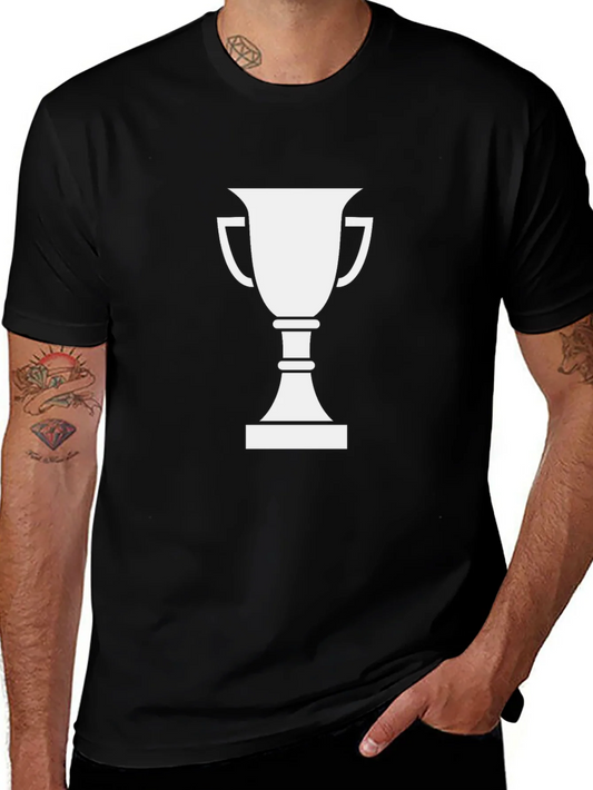 Camiseta Negra con Dise?o de Trofeo Blanco
