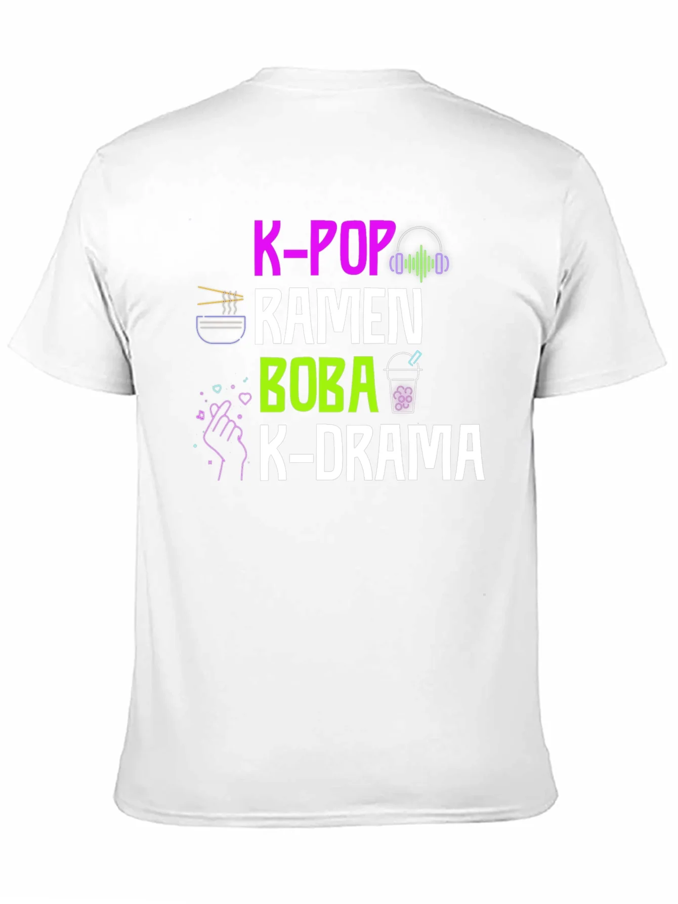 Camiseta K-Pop Ramen Boba K-Drama Negra Casual