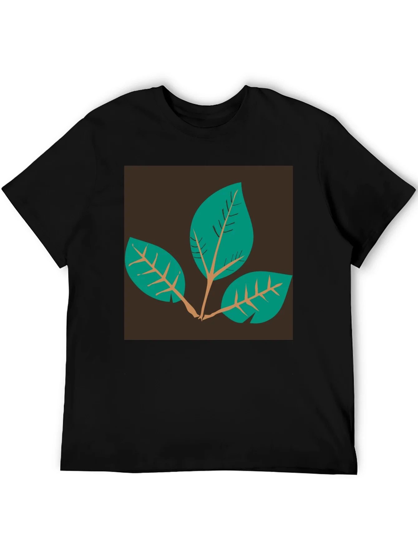 Rebbecca Leaf Motif Black T-Shirt