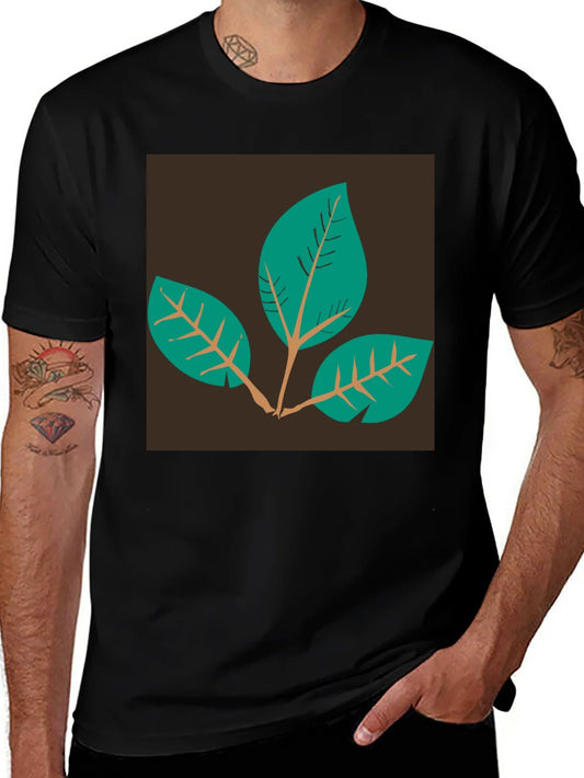 Rebbecca Leaf Motif Black T-Shirt