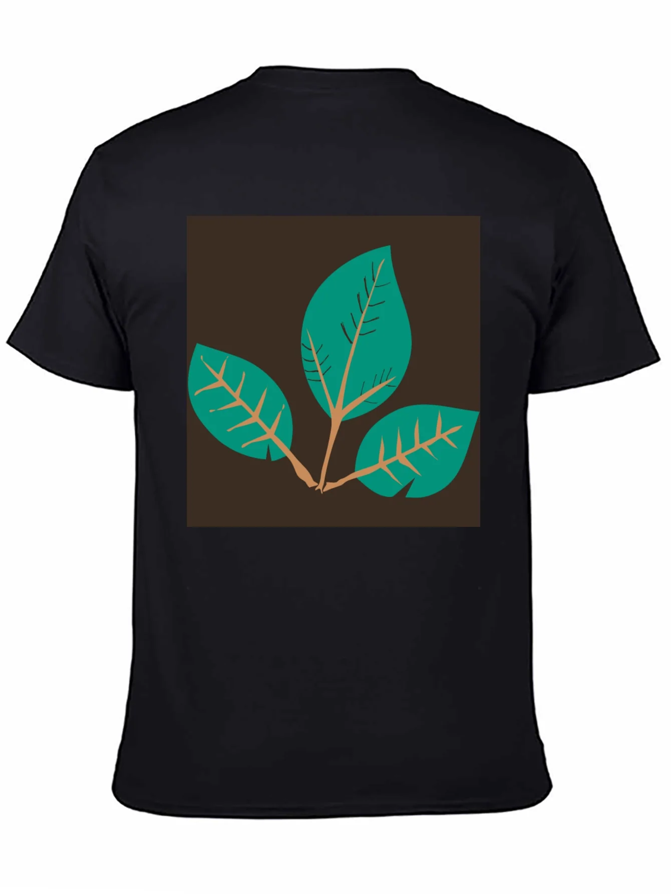 Rebbecca Leaf Motif Black T-Shirt