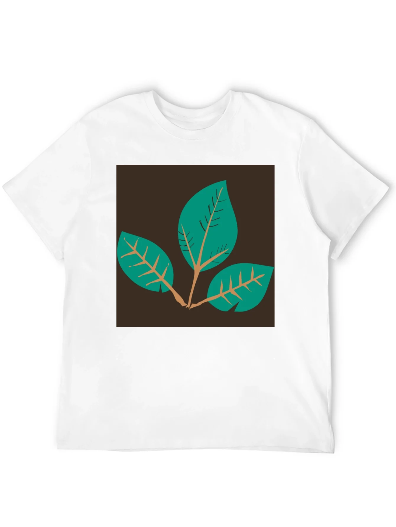 Rebbecca Leaf Motif Black T-Shirt