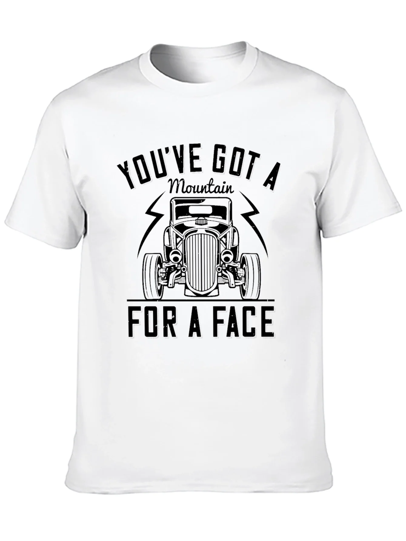 Rebbecca Mountain Face Car Graphic Black T-Shirt