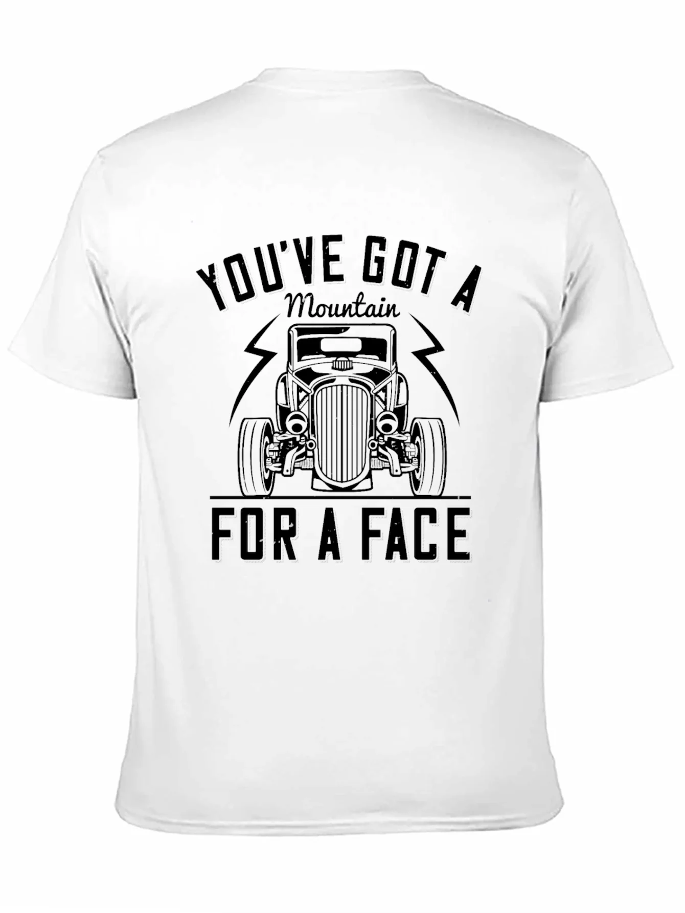 Rebbecca Mountain Face Car Graphic Black T-Shirt