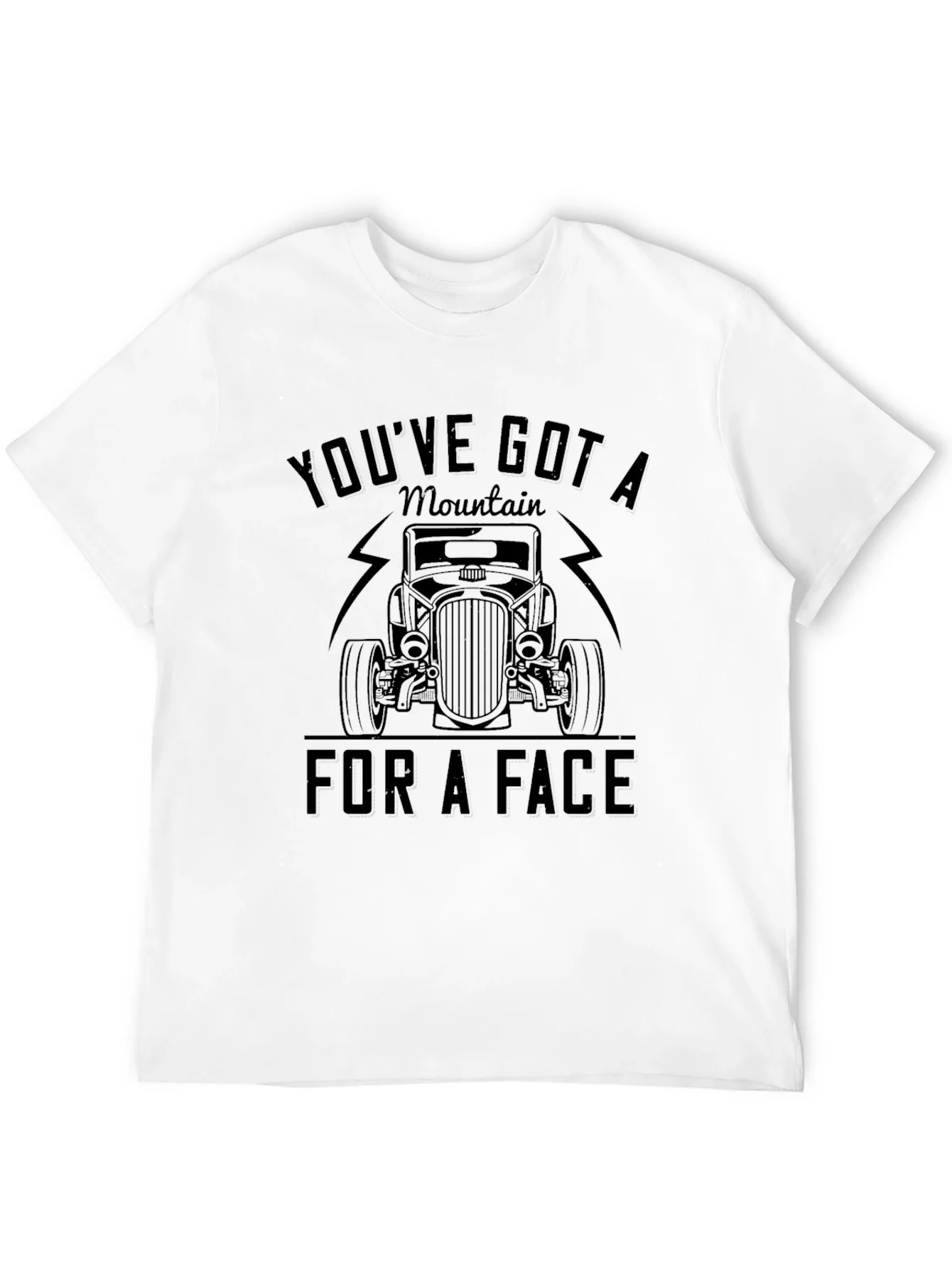 Rebbecca Mountain Face Car Graphic Black T-Shirt