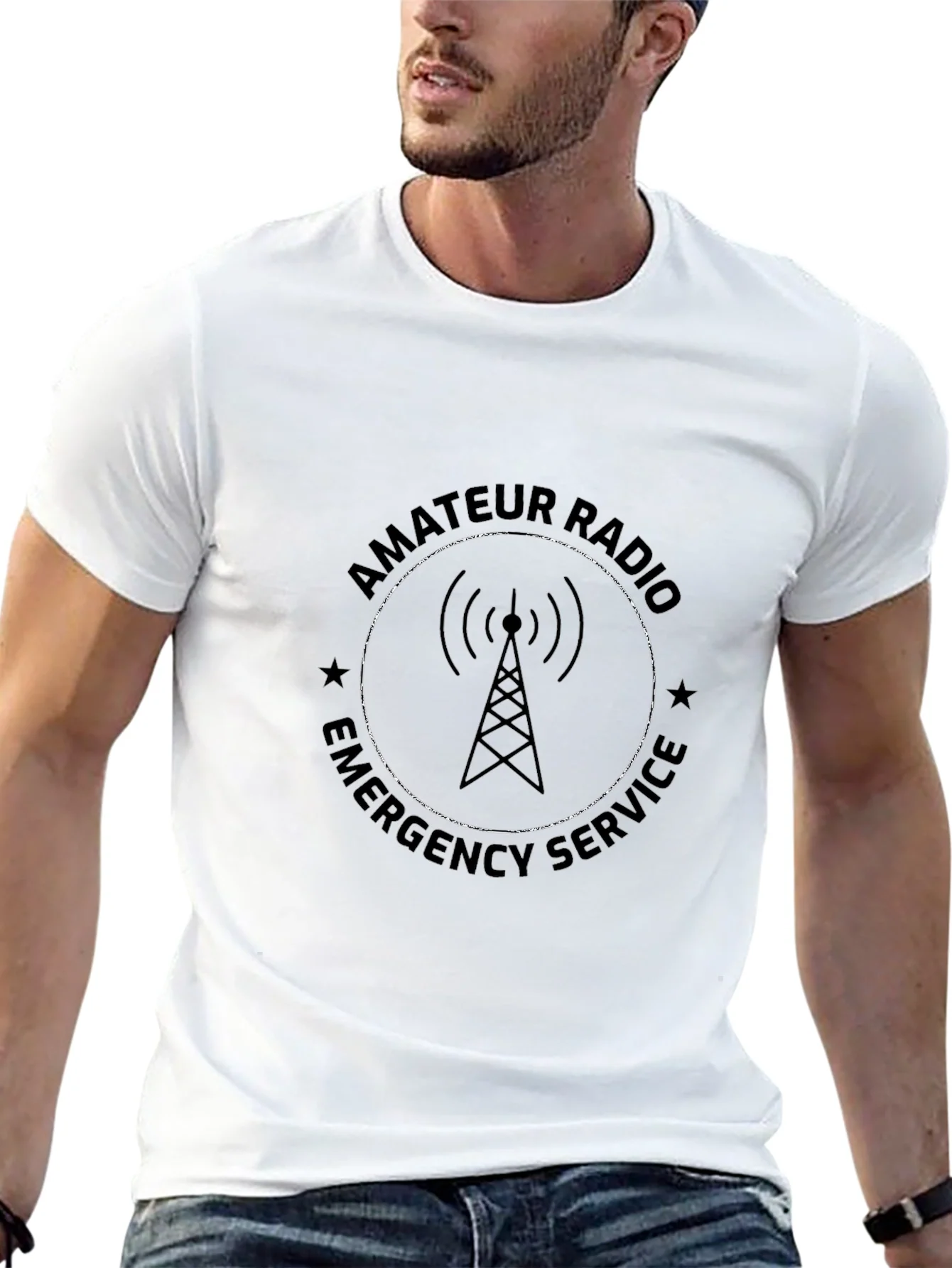 Camiseta Negra Radioaficionado Servicio de Emergencia