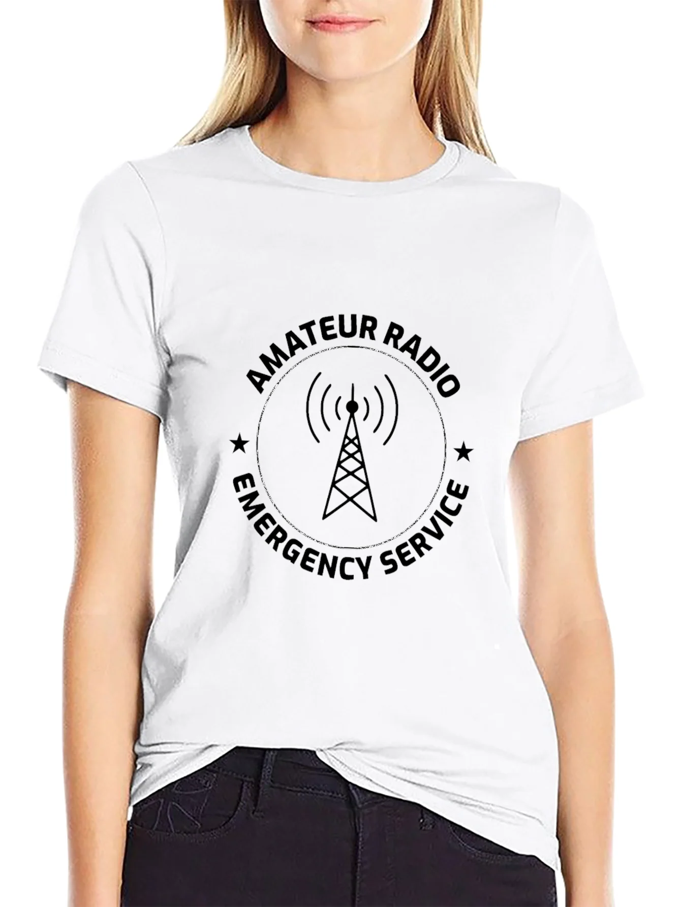 Camiseta Negra Radioaficionado Servicio de Emergencia