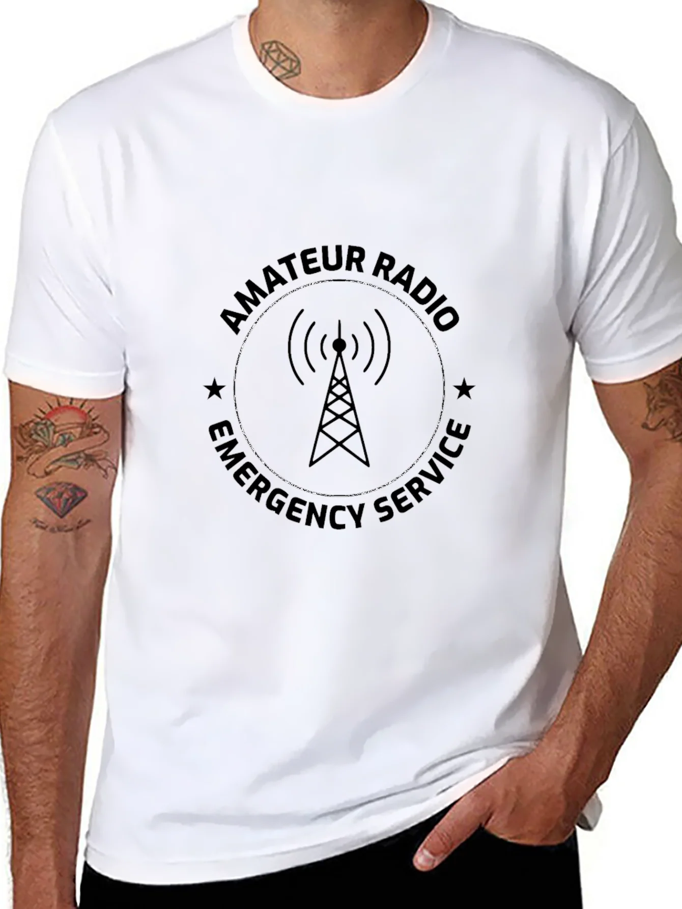 Camiseta Negra Radioaficionado Servicio de Emergencia