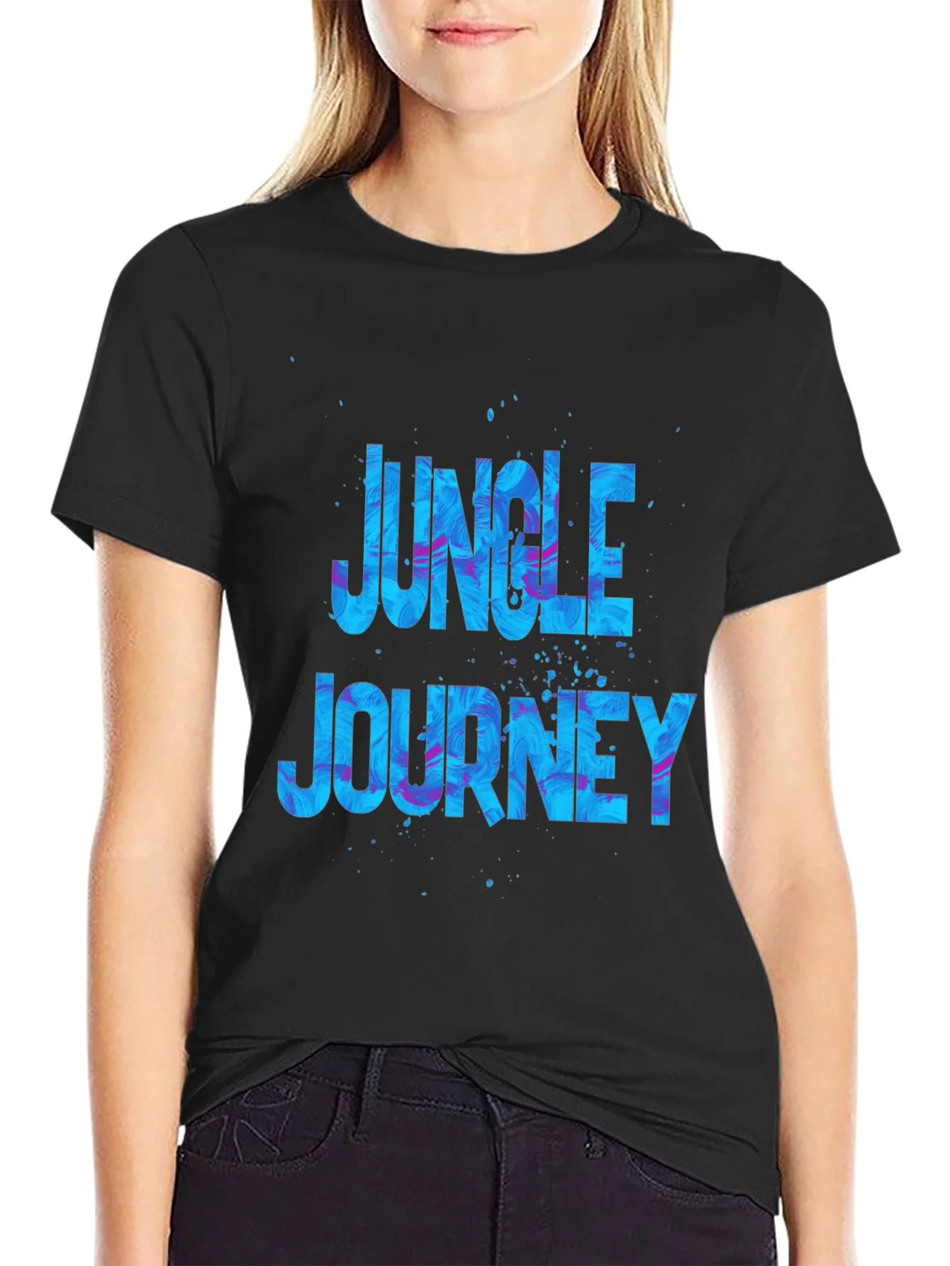 Rebbecca Jungle Journey Graphic Black T-Shirt