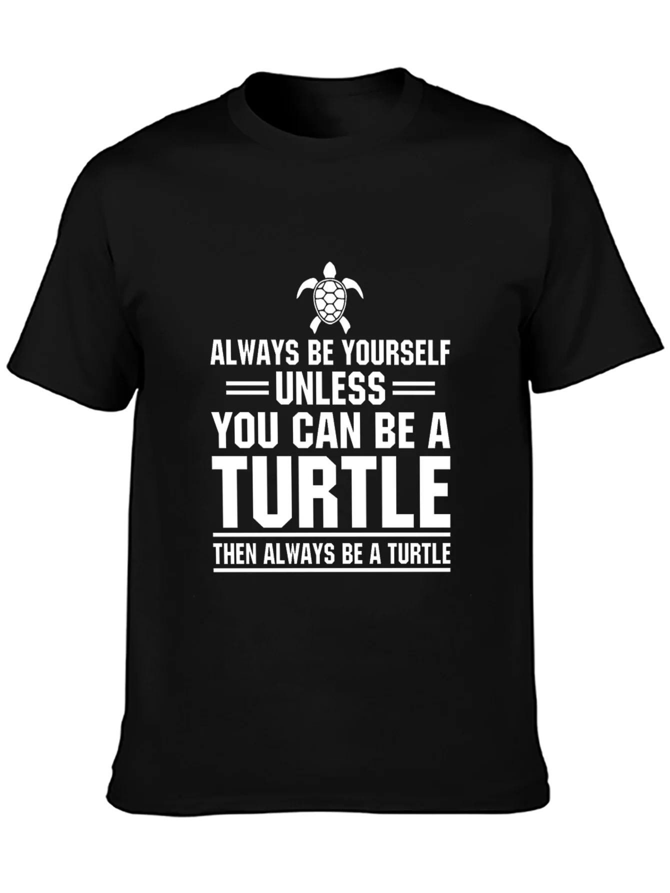 Camiseta Negra con Estampa de Tortuga Graciosa