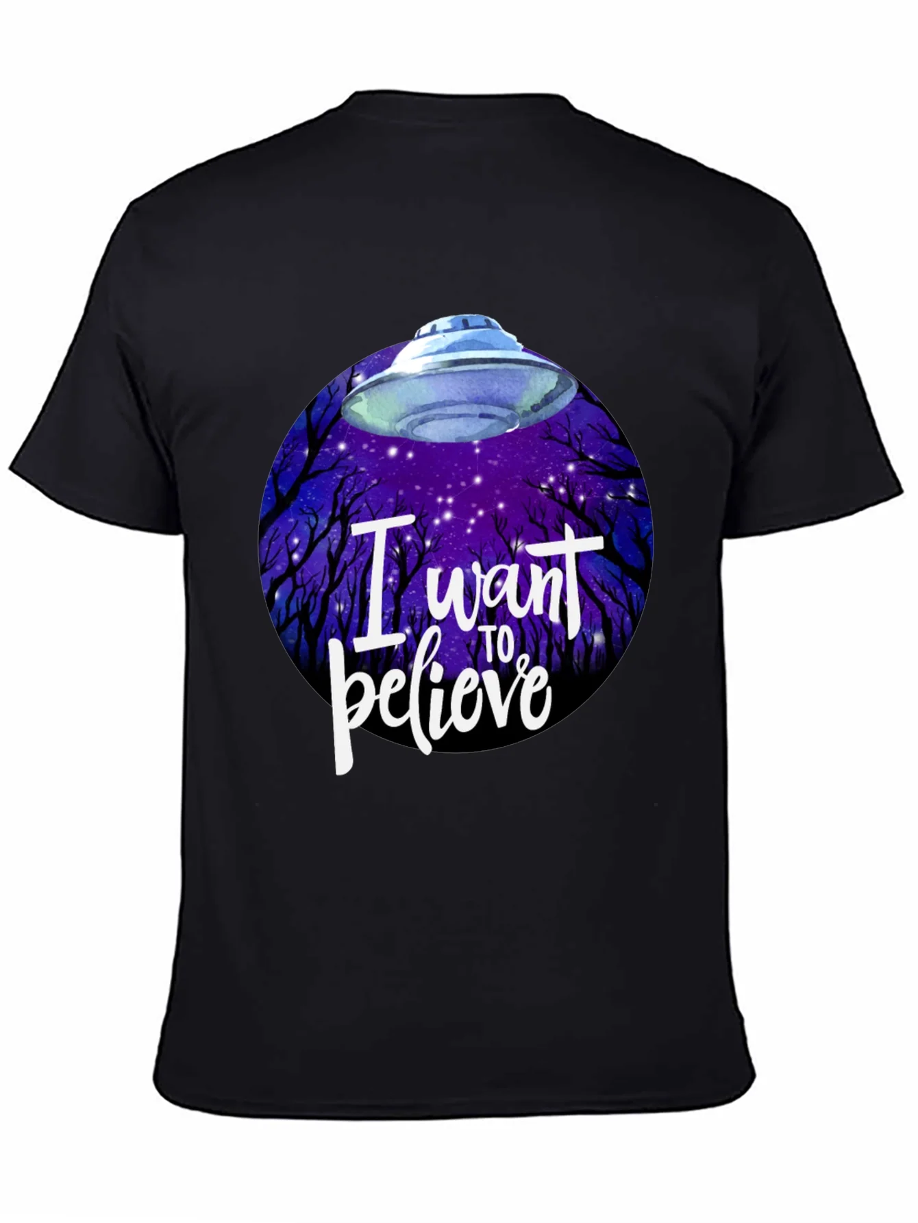 Camiseta Negra OVNI Quiero Creer Unisex