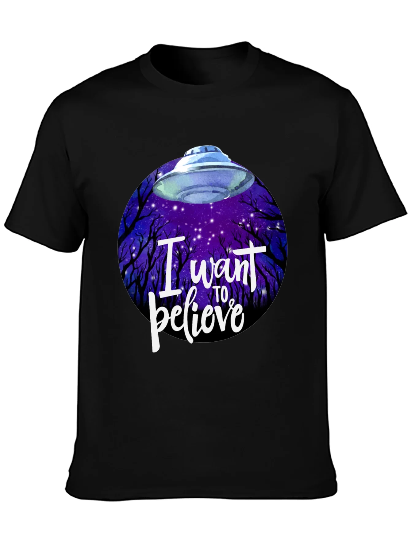Camiseta Negra OVNI Quiero Creer Unisex