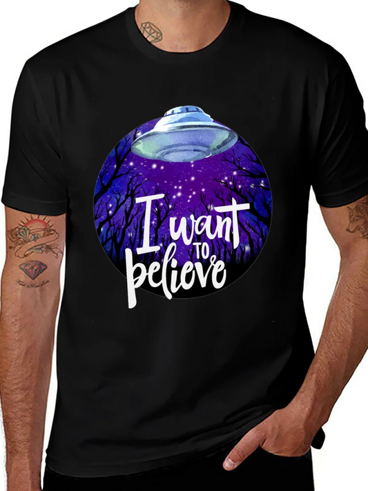 Camiseta Negra OVNI Quiero Creer Unisex