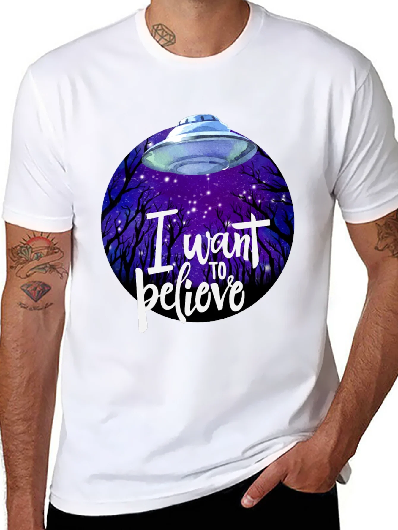 Camiseta Negra OVNI Quiero Creer Unisex