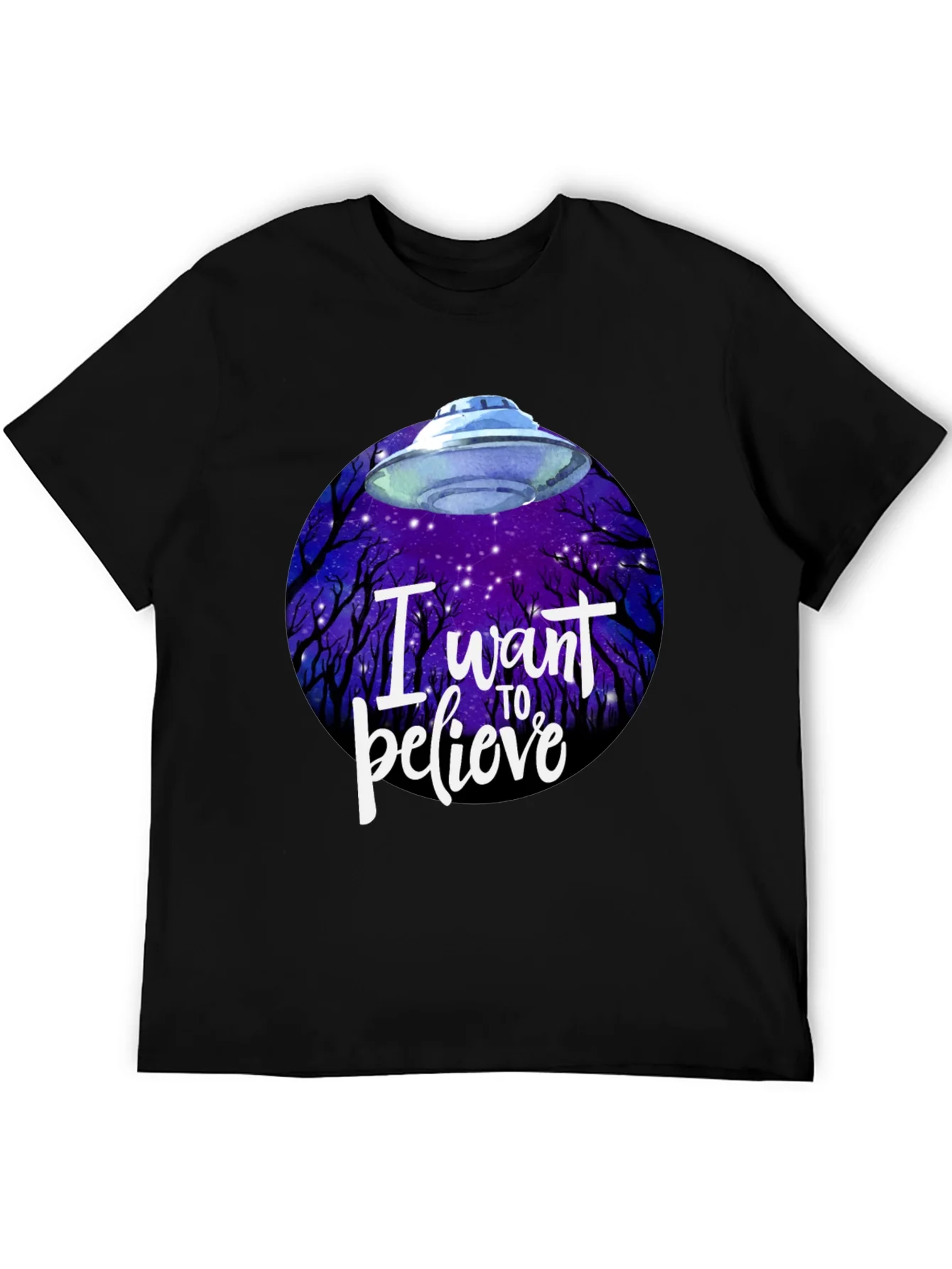 Camiseta Negra OVNI Quiero Creer Unisex