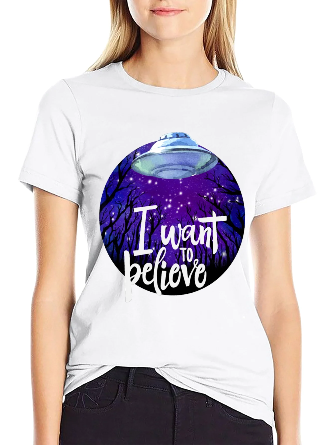 Camiseta Negra OVNI Quiero Creer Unisex