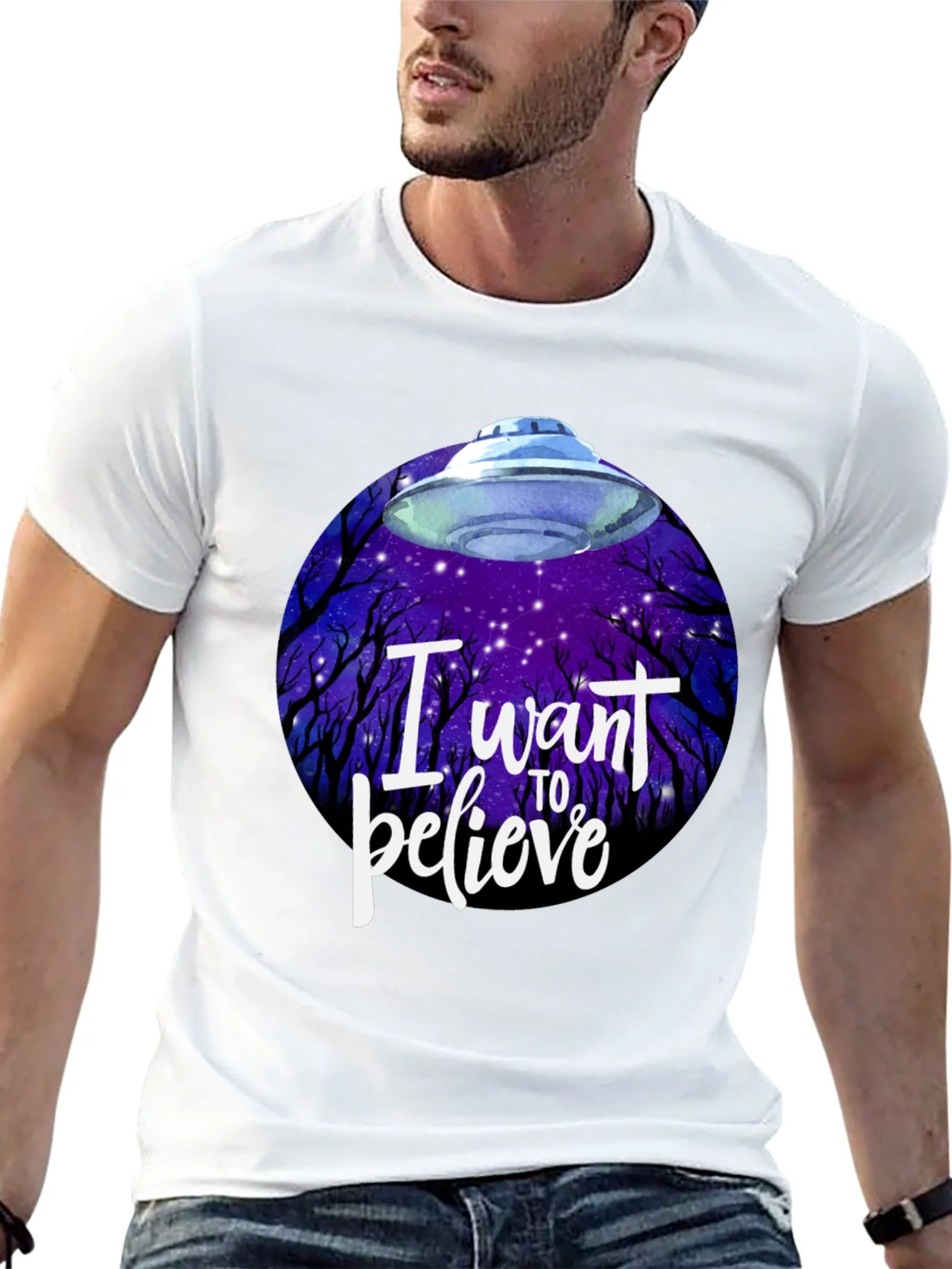 Camiseta Negra OVNI Quiero Creer Unisex