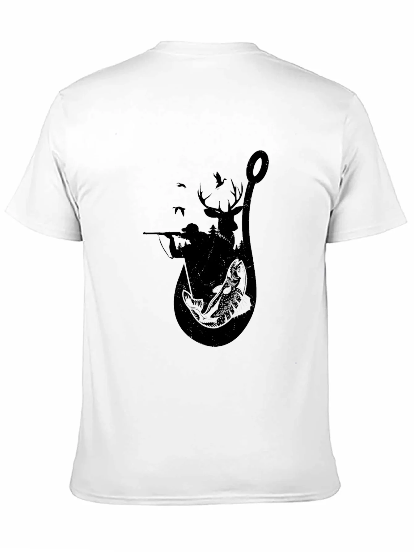 Camiseta Negra con Dise?o de Caza y Pesca