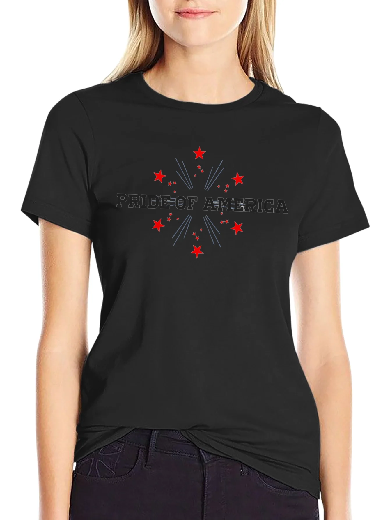 Camiseta Negra Pride of America Estrellas Rojas