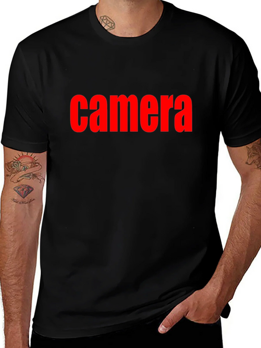 Camiseta Negra Camera en Rojo
