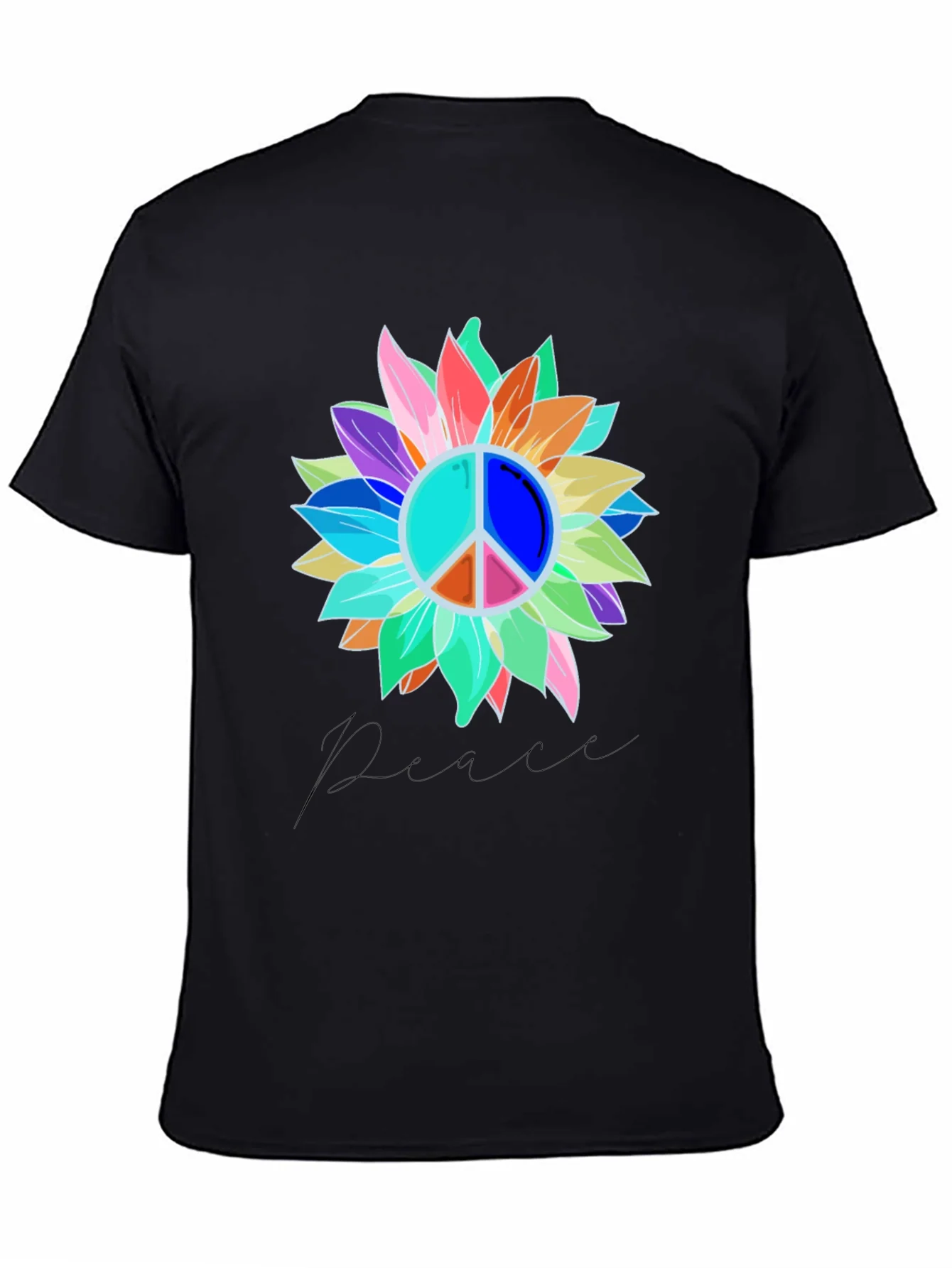 Rebbecca Peace Sign Sunflower Graphic Tee - Black