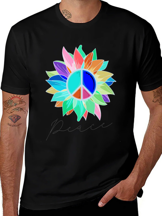 Rebbecca Peace Sign Sunflower Graphic Tee - Black