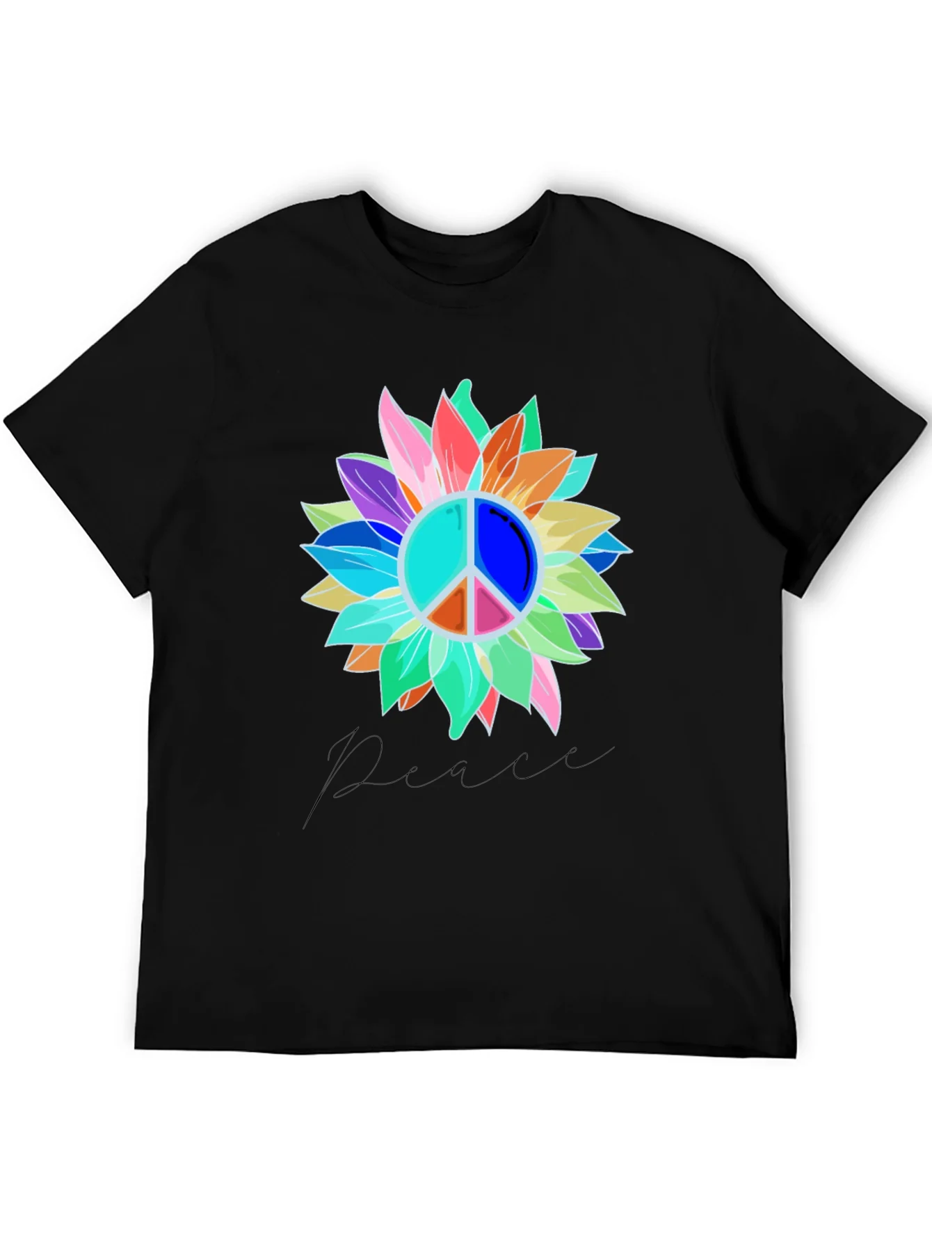 Rebbecca Peace Sign Sunflower Graphic Tee - Black